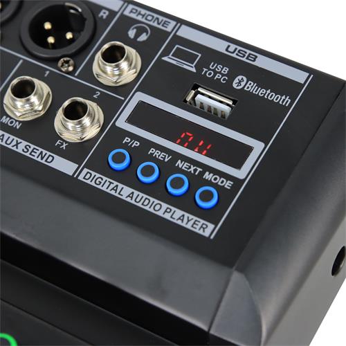 CONSOLA PASIVA PROFESIONAL 6 CANALES CON USB/BLUETOOTH/FX/PC LINK