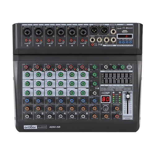 CONSOLA PASIVA PROFESIONAL 8 CANALES CON USB/BLUETOOTH/FX/PC LINK