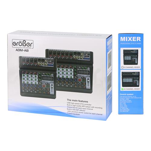 CONSOLA PASIVA PROFESIONAL 8 CANALES CON USB/BLUETOOTH/FX/PC LINK