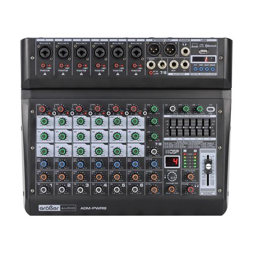 CONSOLA ACTIVA PROFESIONAL 8 CANALES CON USB/BLUETOOTH/FX/PC LINK 2X200W