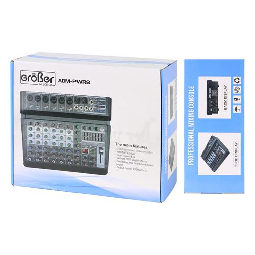CONSOLA ACTIVA PROFESIONAL 8 CANALES CON USB/BLUETOOTH/FX/PC LINK 2X200W