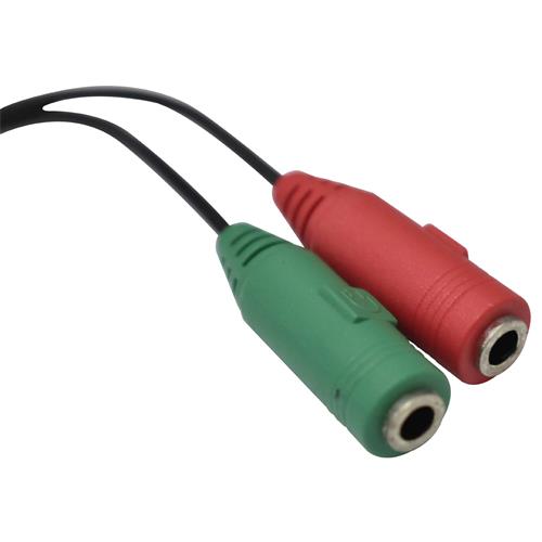 CABLE SEPARADOR AUDIFONO/MIC 2 JACK 3.5 X 1 PLUG 3.5 0.2M