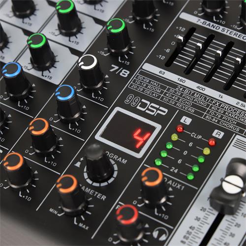 CONSOLA ACTIVA PROFESIONAL 8 CANALES CON USB/BLUETOOTH/FX/PC LINK 2X200W