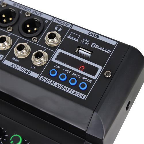 CONSOLA ACTIVA PROFESIONAL 8 CANALES CON USB/BLUETOOTH/FX/PC LINK 2X200W