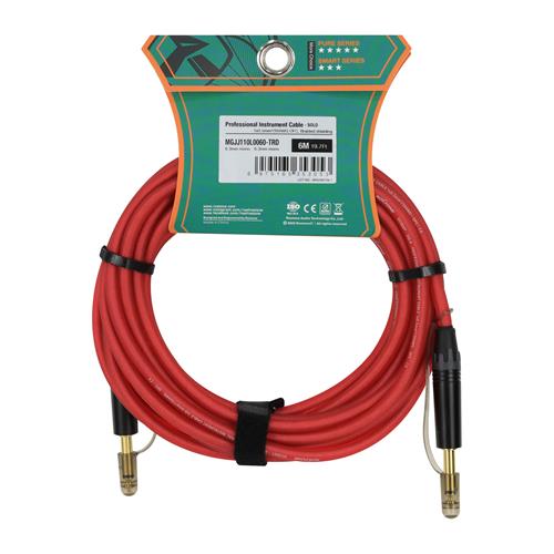 CABLE PARA INSTRUMENTO 1 PLUG 6.3MN X LADO TRANSPARENTE ROJO 6MT