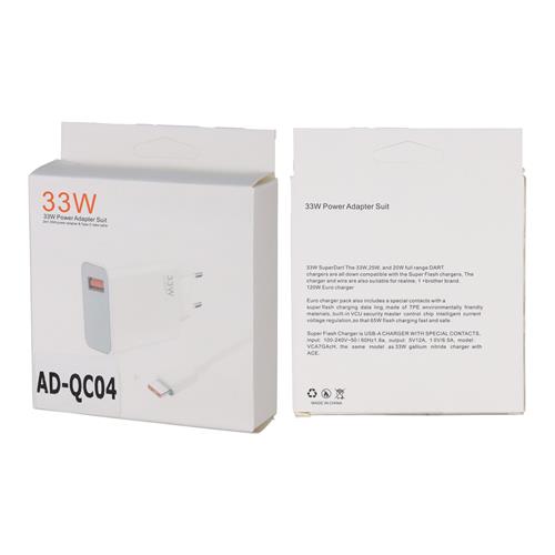 ADAPTADOR DE CORRIENTE CARGA RAPIDA CON CABLE USB X TIPO C