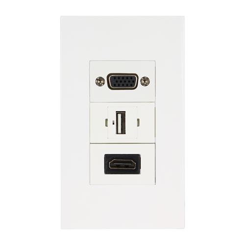 PLACA DE PARED C/USB/VGA/HDMI - FACEPLATE
