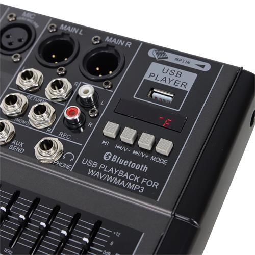 CONSOLA PASIVA 6 CANALES CON USB/BLUETOOTH/EQ/FX
