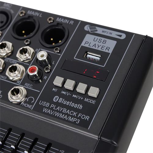 CONSOLA PASIVA 8 CANALES CON USB/BLUETOOTH/EQ/FX