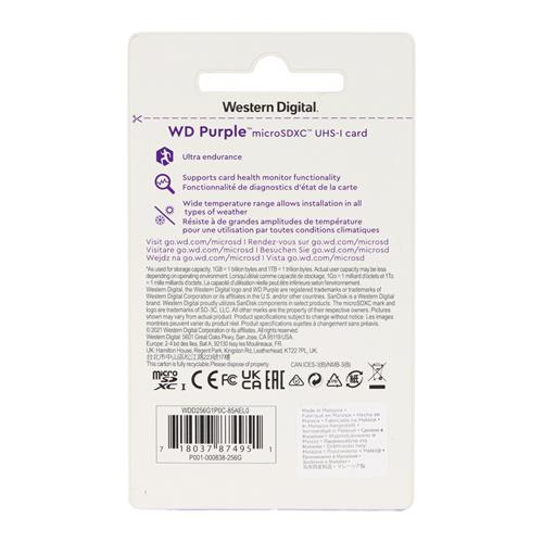 TARJETA MICRO SD 256 GB WD PURPLE - CLA