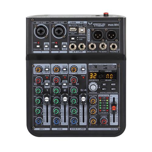 CONSOLA PASIVA 4 CANALES CON USB/BLUETOOTH/FX/PC LINK