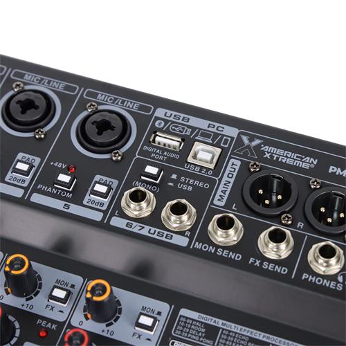 CONSOLA PASIVA 7 CANALES CON USB/BLUETOOTH/FX/PC LINK