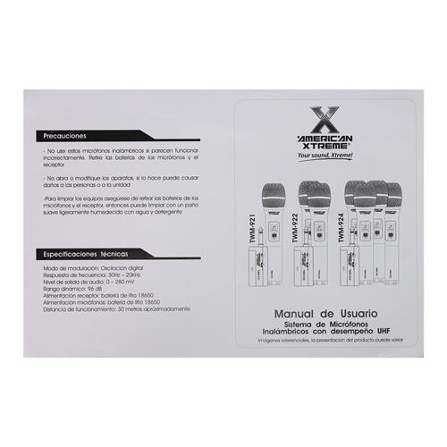 MICROFONO INALAMBRICO 4PCS UHF PERFORMANCE RECARGABLE