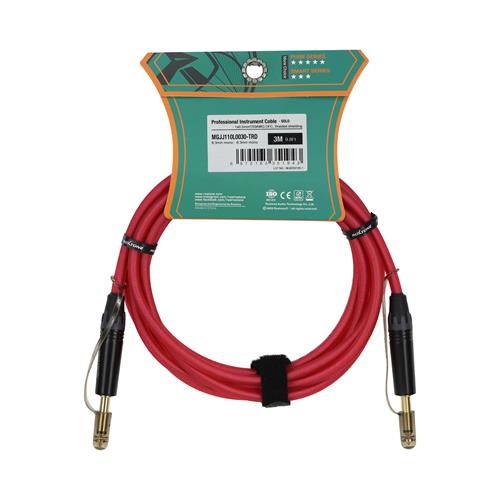 CABLE PARA INSTRUMENTO 1 PLUG 6.3MN X LADO TRANSPARENTE ROJO 3MT