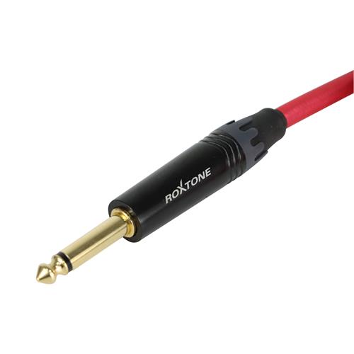 CABLE PARA INSTRUMENTO 1 PLUG 6.3MN X LADO TRANSPARENTE ROJO 3MT