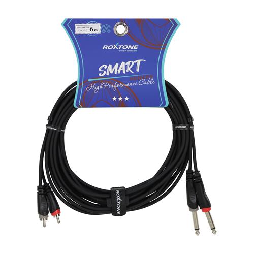 CABLE AUDIO 2 PLUG RCA X 2 PLUG 6.3 MN 6MT - DESC