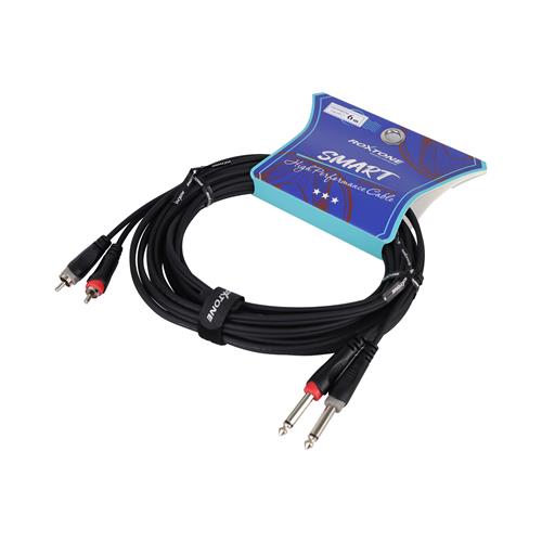 CABLE AUDIO 2 PLUG RCA X 2 PLUG 6.3 MN 6MT - DESC