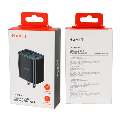 ADAPTADOR AC/DC INTELIGENTE PD20W+QC3.0 USB CARGA RAPIDA NEGRO