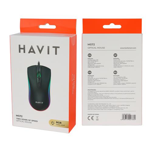 MOUSE USB 4 BOTONES CON LUZ LED GAMER NEGRO