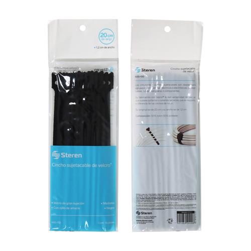 CINCHOS SUJETACABLES DE VELCRO/NEGROx10 - CLA