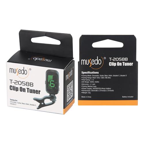 AFINADOR T-CLIP PARA GUITARRA-BAJO-VIOLIN-UKULELE NEGRO