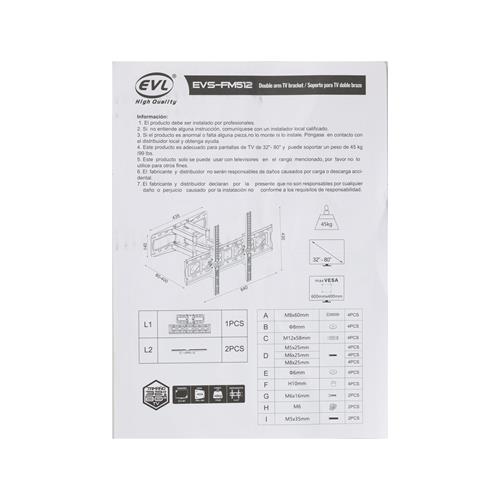 SOPORTE EXPANDIBLE 2 BRAZOS PARA TV 32-80/88 LBS/±15° - DESC