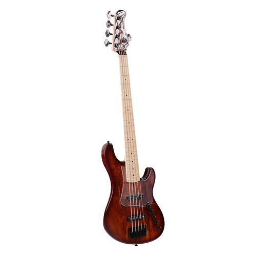 BAJO ELECTRICO 5 CUERDAS MARRON ANTIGUO BURST CON ESTUCHE - DESC