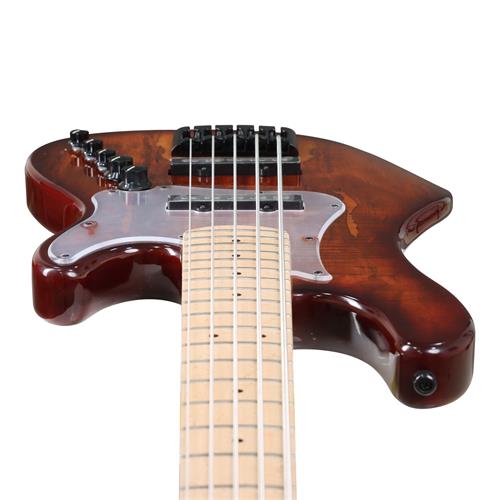 BAJO ELECTRICO 5 CUERDAS MARRON ANTIGUO BURST CON ESTUCHE - DESC