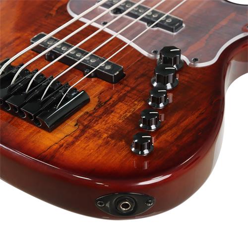 BAJO ELECTRICO 5 CUERDAS MARRON ANTIGUO BURST CON ESTUCHE - DESC
