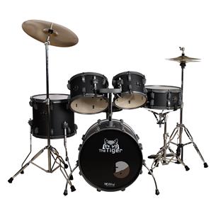 BATERIA ACUSTICA TIGER 180 5PCS/HARDWARE/PLATILLOS NEGRO MATE - DESC