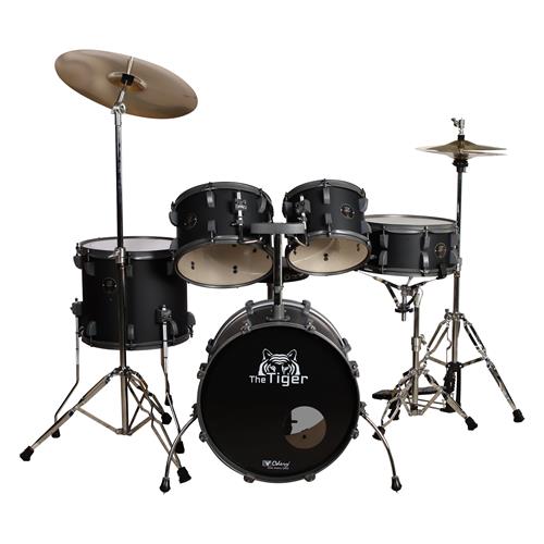 BATERIA ACUSTICA TIGER 180 5PCS/HARDWARE/PLATILLOS NEGRO MATE - DESC