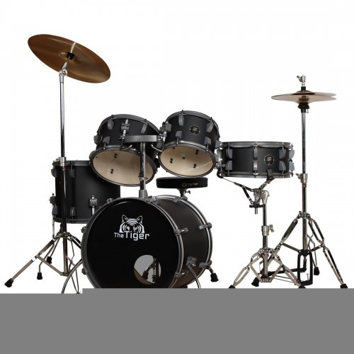 BATERIA ACUSTICA TIGER 180 5PCS/HARDWARE/PLATILLOS NEGRO MATE - DESC