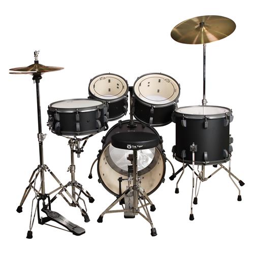 BATERIA ACUSTICA TIGER 180 5PCS/HARDWARE/PLATILLOS NEGRO MATE - DESC