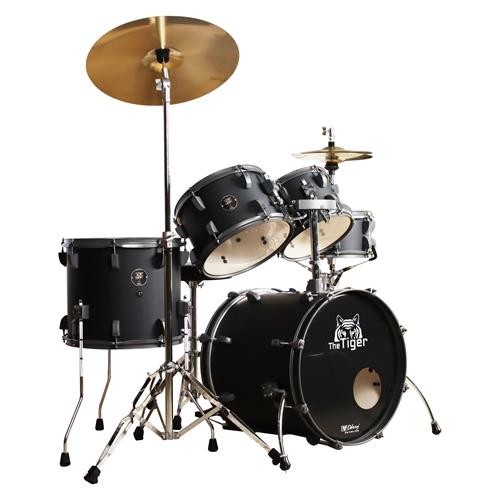 BATERIA ACUSTICA TIGER 180 5PCS/HARDWARE/PLATILLOS NEGRO MATE - DESC