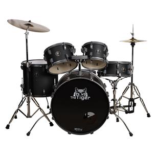BATERIA ACUSTICA TIGER 220 5PCS/HARDWARE/PLATILLOS NEGRO MATE - DESC