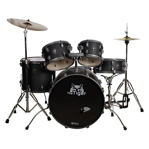 BATERIA ACUSTICA TIGER 220 5PCS/HARDWARE/PLATILLOS NEGRO MATE - DESC