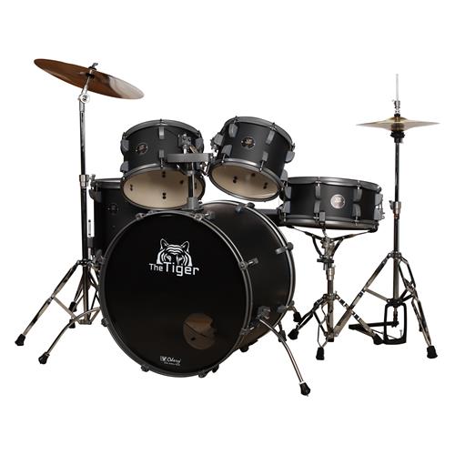 BATERIA ACUSTICA TIGER 220 5PCS/HARDWARE/PLATILLOS NEGRO MATE - DESC