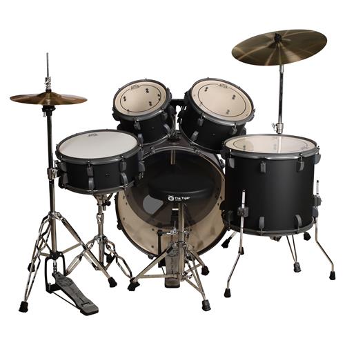 BATERIA ACUSTICA TIGER 220 5PCS/HARDWARE/PLATILLOS NEGRO MATE - DESC