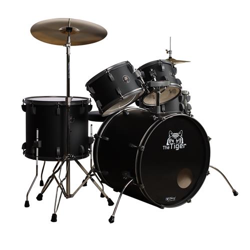 BATERIA ACUSTICA TIGER 220 5PCS/HARDWARE/PLATILLOS NEGRO MATE - DESC