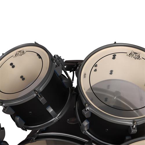 BATERIA ACUSTICA TIGER 220 5PCS/HARDWARE/PLATILLOS NEGRO MATE - DESC
