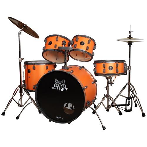 BATERIA ACUSTICA TIGER 220 5PCS/HARDWARE/PLATILLOS NARANJA METALIZADO - DESC