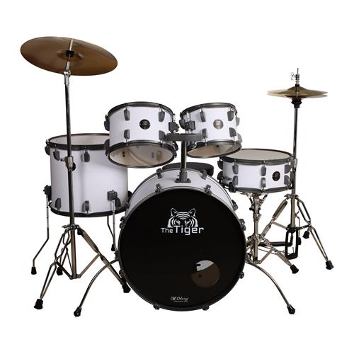 BATERIA ACUSTICA TIGER 220 5PCS/HARDWARE/PLATILLOS BLANCO MATE - DESC