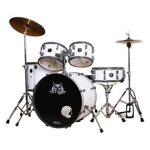 BATERIA ACUSTICA TIGER 220 5PCS/HARDWARE/PLATILLOS BLANCO MATE - DESC