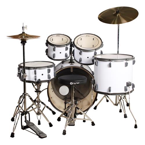 BATERIA ACUSTICA TIGER 220 5PCS/HARDWARE/PLATILLOS BLANCO MATE - DESC