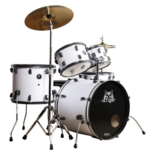 BATERIA ACUSTICA TIGER 220 5PCS/HARDWARE/PLATILLOS BLANCO MATE - DESC