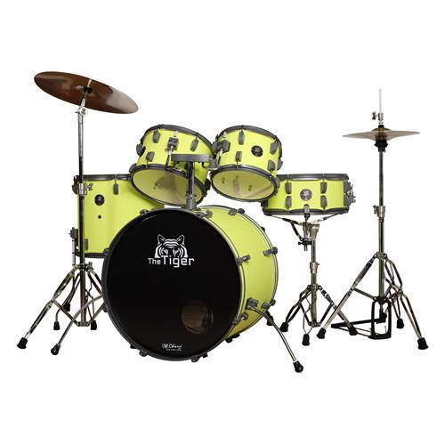 BATERIA ACUSTICA TIGER 220 5PCS/HARDWARE/PLATILLOS VERDE LIMON - DESC