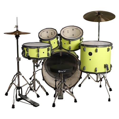 BATERIA ACUSTICA TIGER 220 5PCS/HARDWARE/PLATILLOS VERDE LIMON - DESC