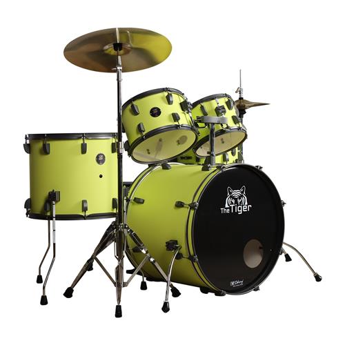 BATERIA ACUSTICA TIGER 220 5PCS/HARDWARE/PLATILLOS VERDE LIMON - DESC