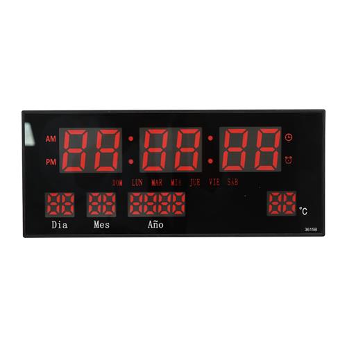 RELOJ DIGITAL DE PARED CON FECHA/TEMPERATURA