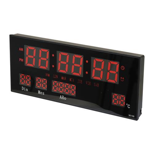 RELOJ DIGITAL DE PARED CON FECHA/TEMPERATURA